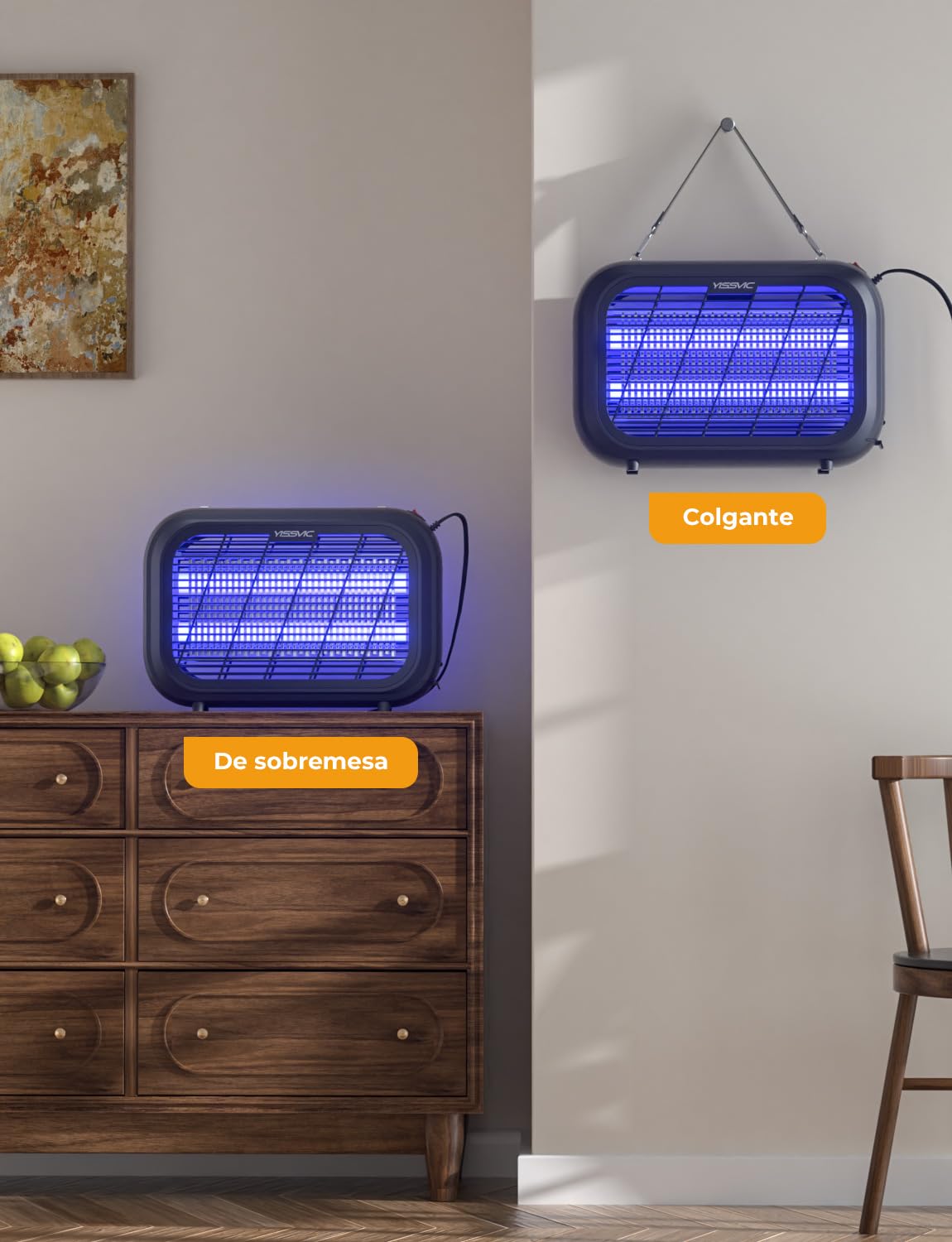 YISSVIC Lampara Antimosquitos Matamoscas Electrico Lámparas LED UV, Mata Insectos para Interiores contra Mosquitos, Moscas y Otros Insectos Voladores