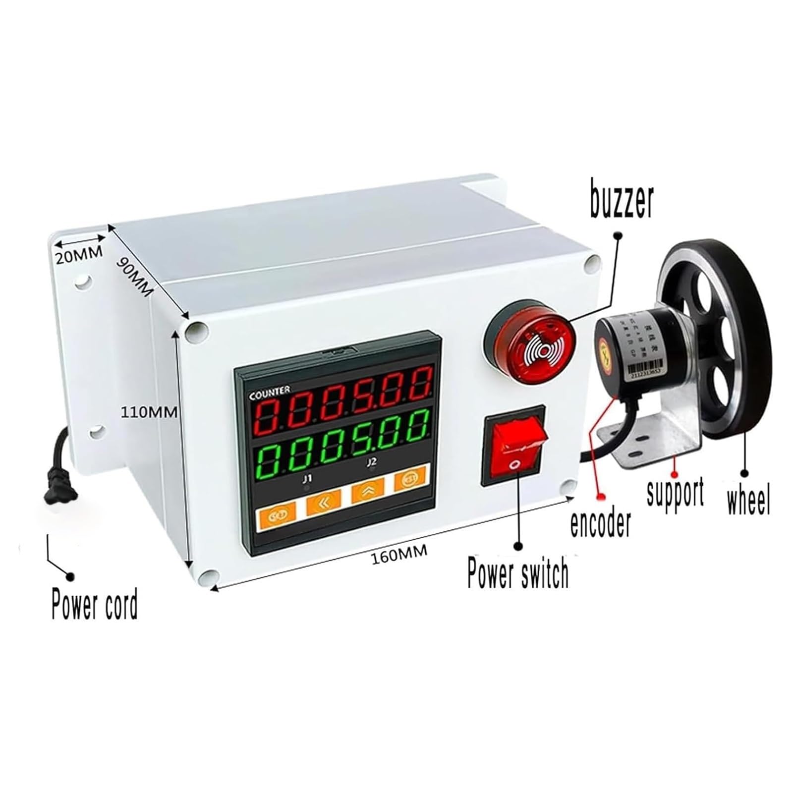 Contador digital de longitud, herramienta de medición de alta precisión con rueda rodante y zumbador, rango 0-999999, para cable, línea de pesca, hilo de seda