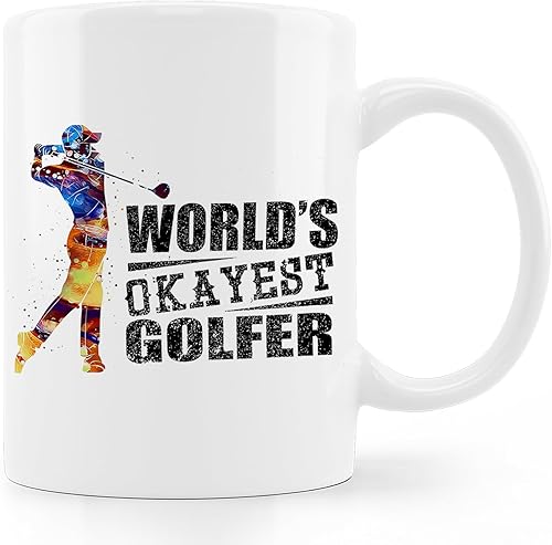 Miniatura 1 de uinwk World's Okayest Golfer Taza de café, Día del Padre, Navidad, regalos de cumpleaños para papá, marido, abuelo, padre, taza de café de golfista