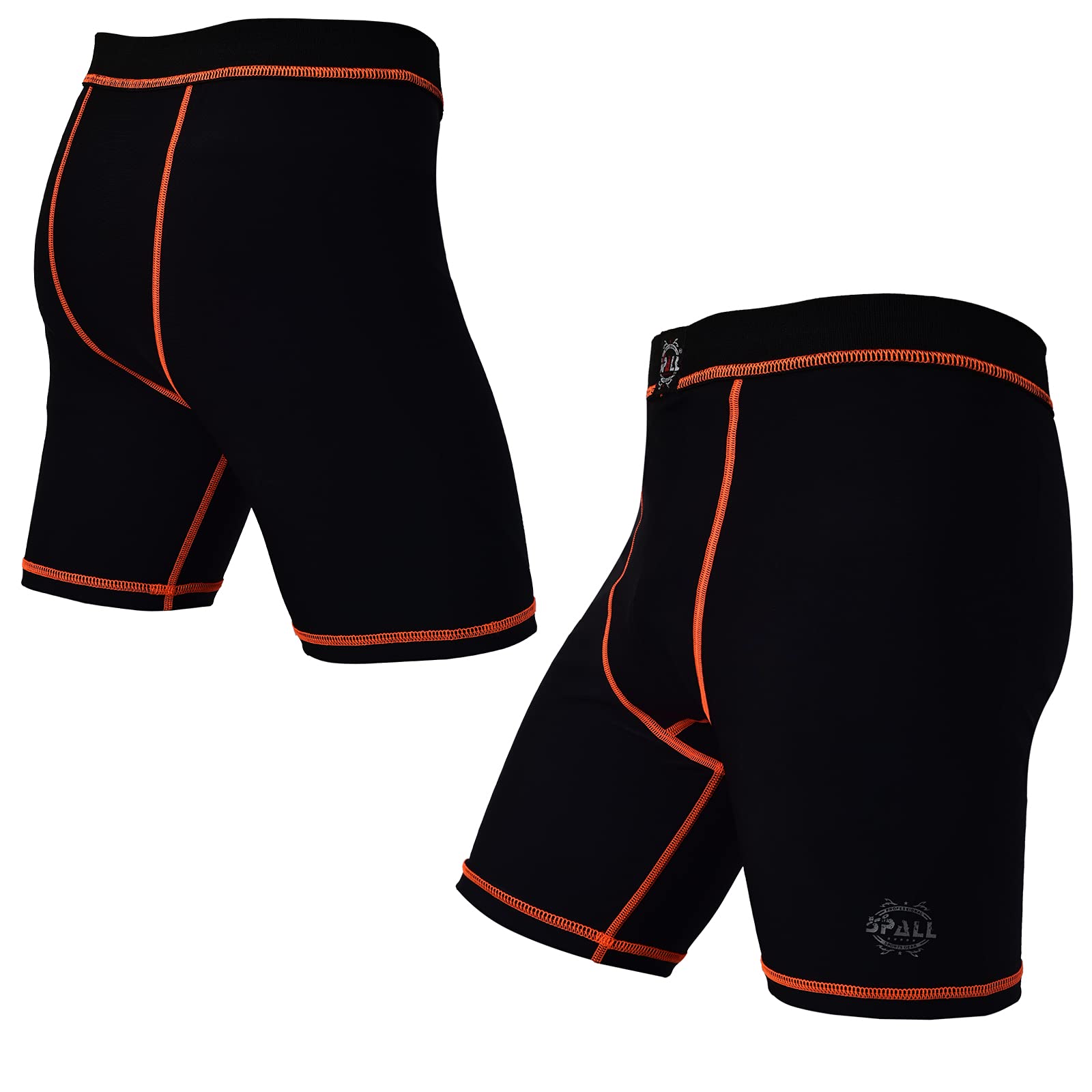 SPALLMMA Compression Shorts Men's Boxing Training Guard Fitness Running Exercise (Orange, XL/2XL)