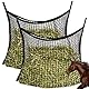GAOUTO 2 Pcs Heunetz Heusack für Pferde, 80 x 90cm Heutasche groß, Heunetz Mesh, Pferdeheunetz mit 4 Karabinerhaken, Futternetz für 8kg Heu, Farming Heunetz, Heusack Heunetztasche für Pferde