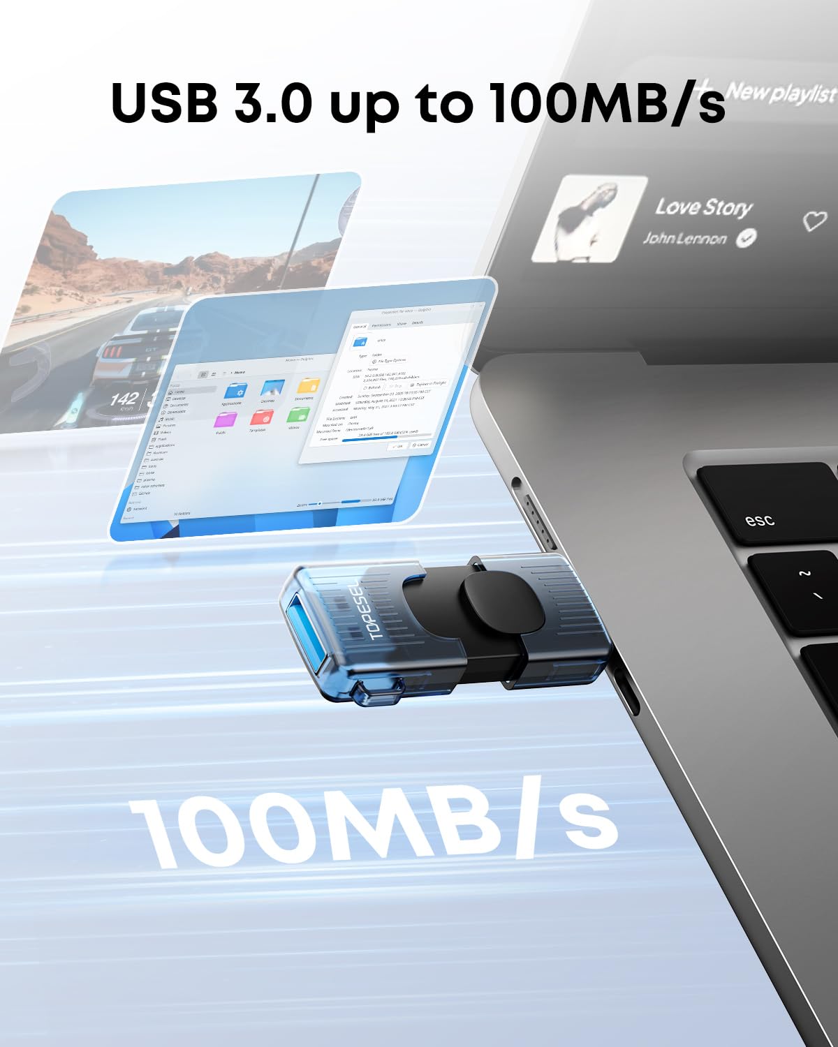 TOPESEL Confezione da 5 chiavette USB C da 32 GB, USB 3.0, 2 in 1, per iPhone 15/16/17, Smart TV, audio, smartphone, tablet