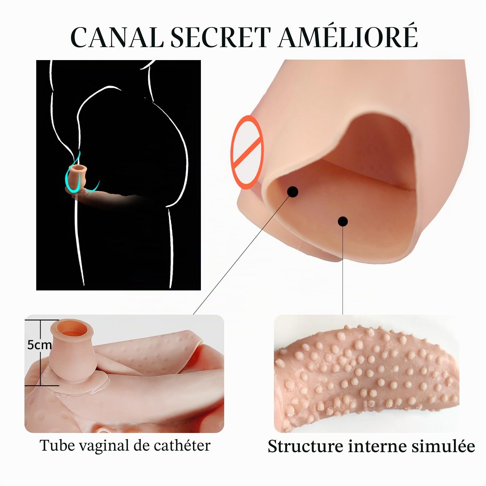 Culotte Silicone Réaliste avec Tuyau, Crossdresser Slip Fessier Faux Vagin Hanches Pantalon Transgender Fausse Chatte Fesse Féminisé pour Hommes Travesti
