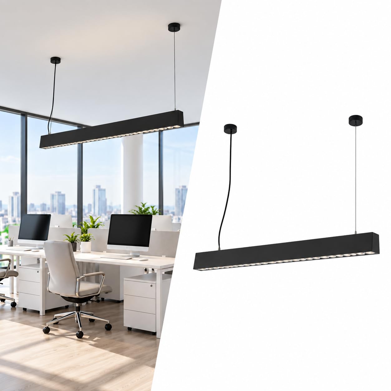 BARCELONA LED Lampada Lineare CCT A Sospensione 120cm 40W Nera