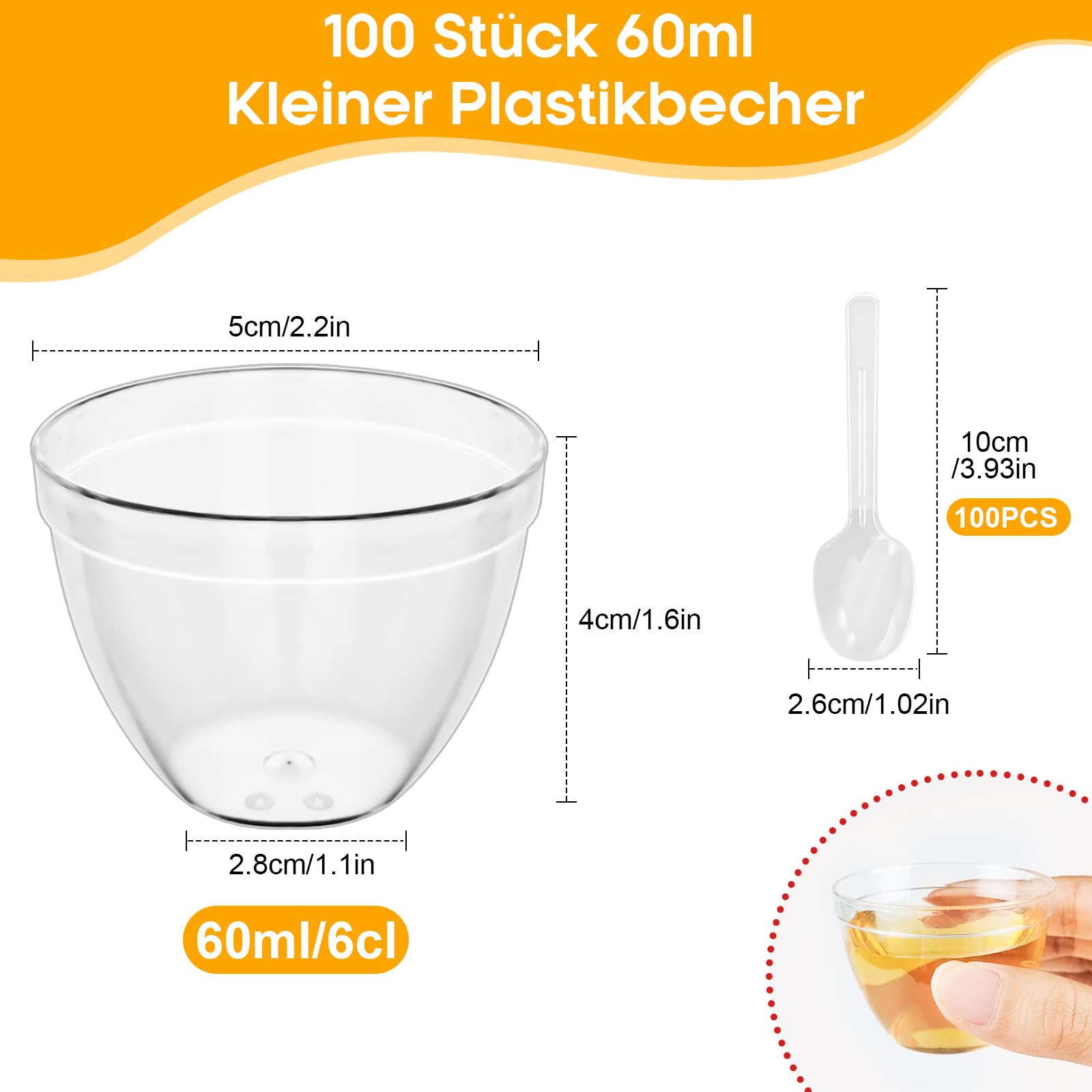 100 Coppette Dessert Trasparenti 60ml Con Cucchiai – Vasetti Per Cheesecake, Mousse E Gelato - 5