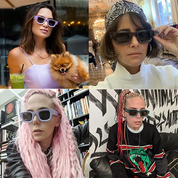 Image of EYLRIM Thick Square Frame Sunglasses for Women Men Chunky Rectangle Polarized Sunglasses UV400 Protection