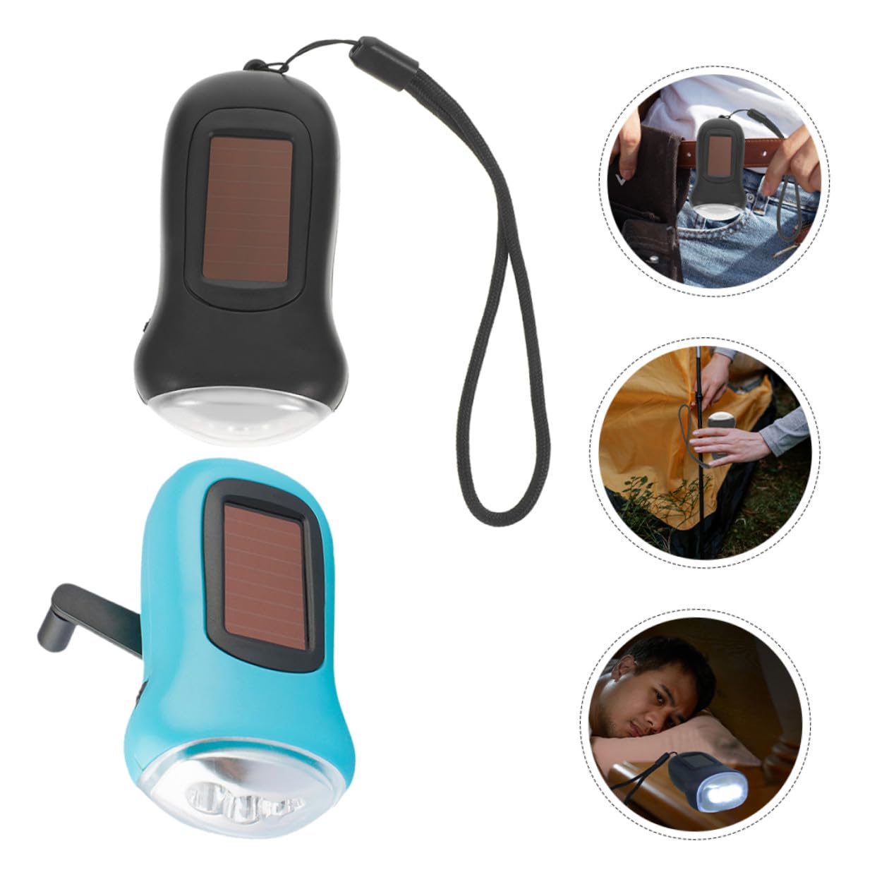 Angoily 2pezzi Torcia Elettrica Portatile Ricarica Solare e Manovella Luce Led Per Campeggio Escursionismo Ed Emergenze All Aperto