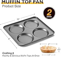 Vista 3 de HONGBAKE Juego de 2 Moldes Grandes para Parte Superior de Magdalenas, Molde Antiadherente de 4 Cavidades para Panecillos de Hamburguesa, Molde Jumbo