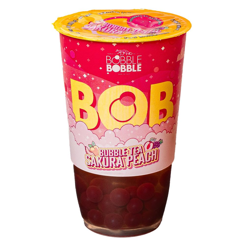 Bob Bubble Tea Sakura Peach Bommelmütze Becher mit Strohhalm 360 ml