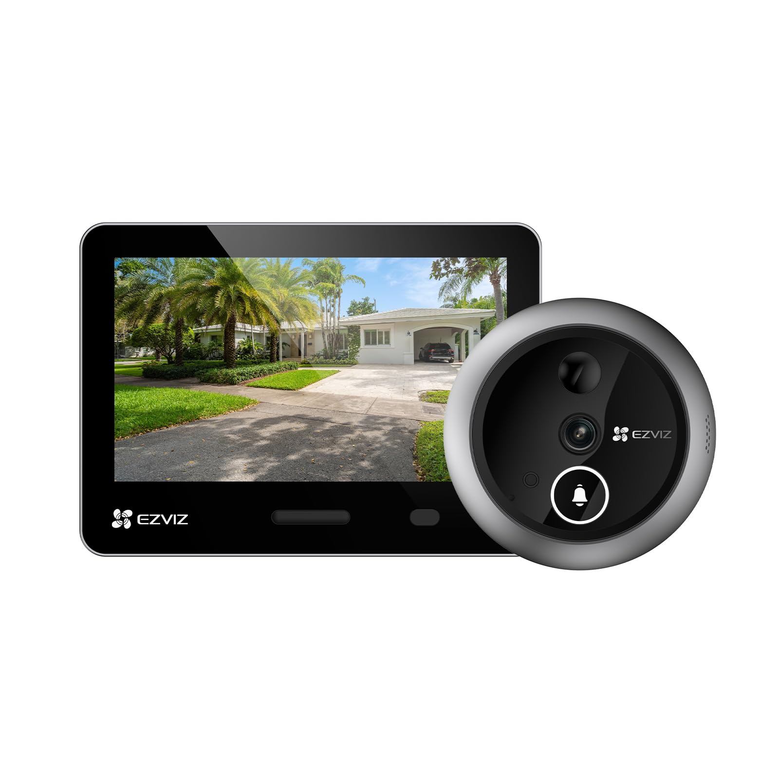EZVIZ 4K WLAN Türspion mit 5,5-Zoll-Farbbildschirm, Kabellose Video Türklingel Kamera mit 155° Weitwinkel & 7,100mAh Akku, KI-Personenerkennung & PIR Sensor, 2,4GHz, EP4(Silber)