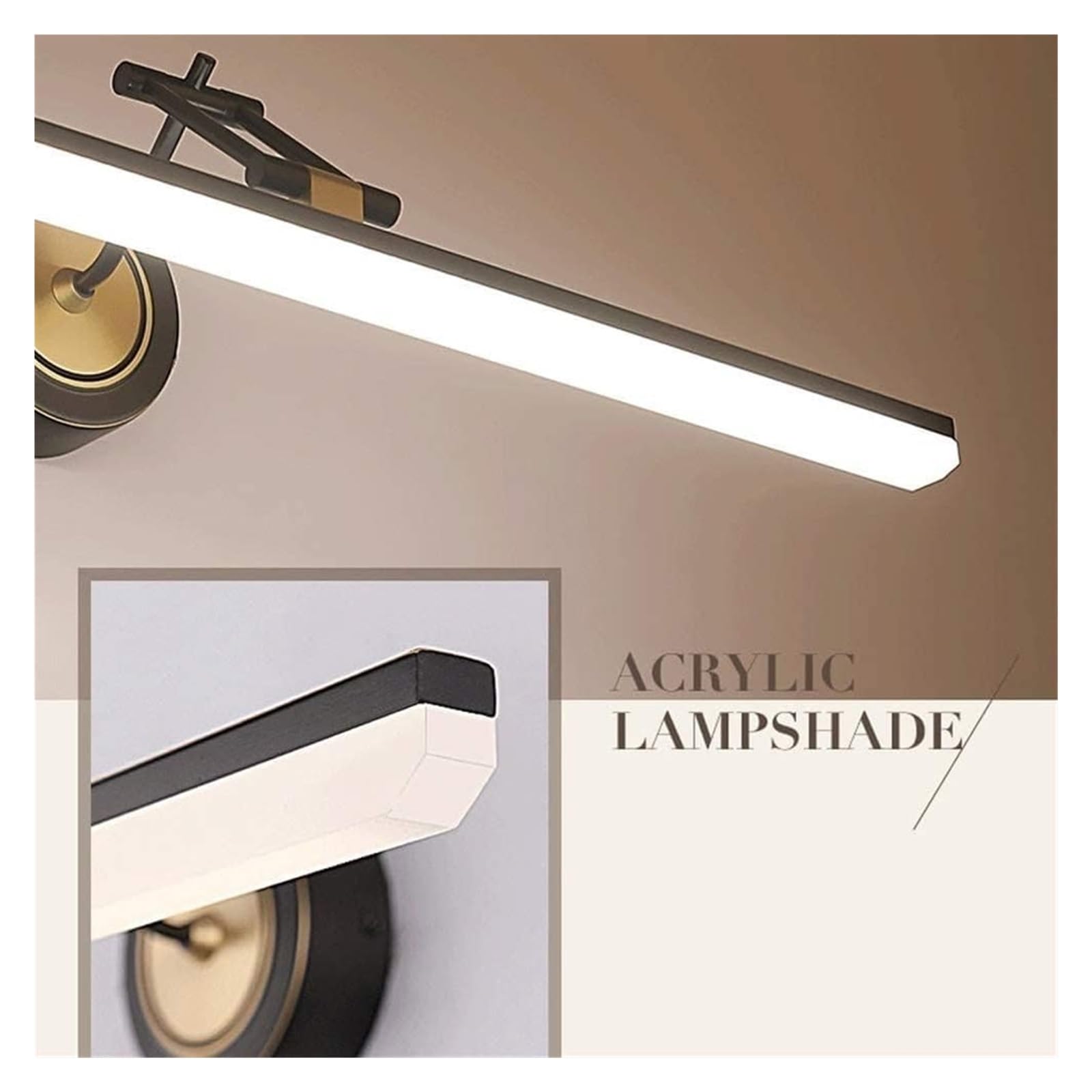 Lampada da parete Lampada da specchio retrò a LED nera Lampada da trucco for bagno 45 cm 9 W 4000 K Lampada da parete for armadietto a specchio for toeletta, toilette, Bianco neutro 4000 K ,Risparmio