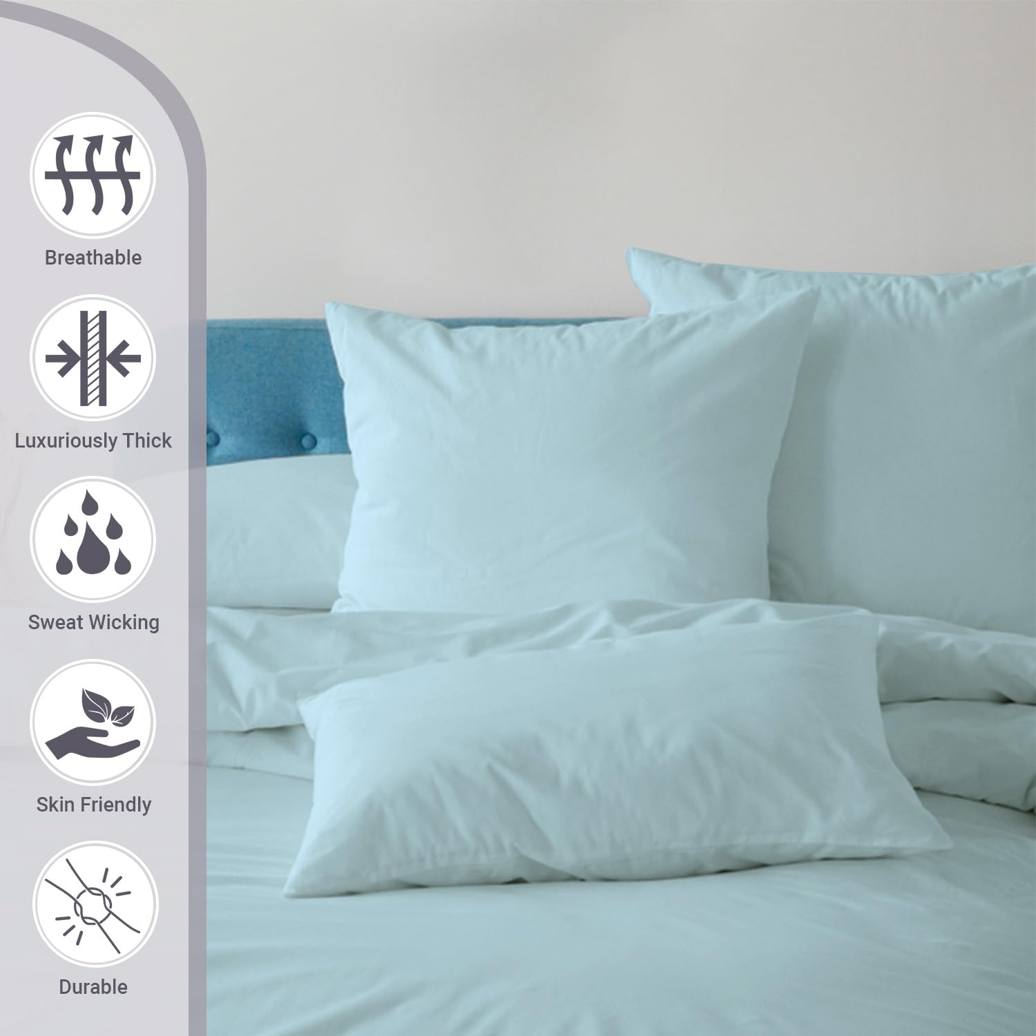 Pizuna Luxurios Cotton Double Duvet Cover Set Baby Blue - Image 2