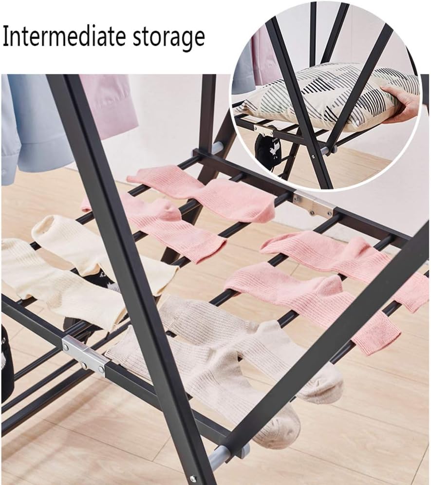 Laundry Rack, Airer-Gullwing Clothes Drying Large Space Metal Blacklaundry Black Loading Capacity 150Kg,
