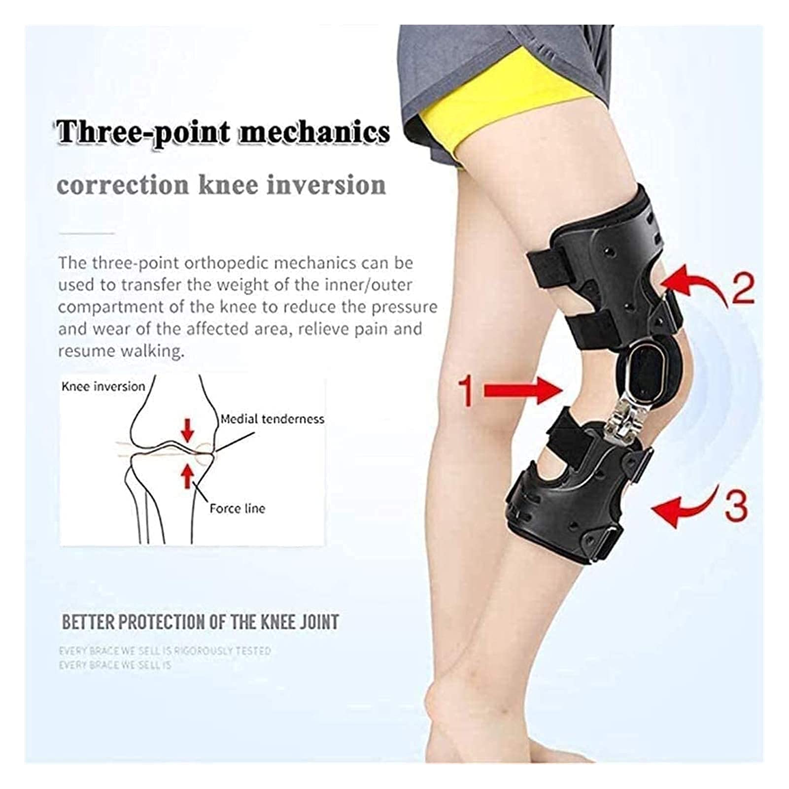 Rodillera Ajustable con bisagras, estabilizador de Pierna, férula de órtesis de Rodilla para ACL, PCL, MCL o LCL, férula Transpirable y Ligera, Protector ortopédico