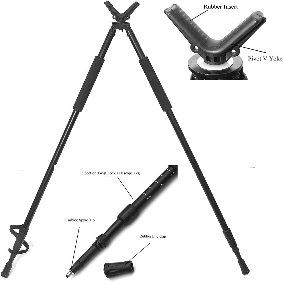 Hammers Telescopic Shooting Bipod w/ Pivot V Yoke 68" Max
