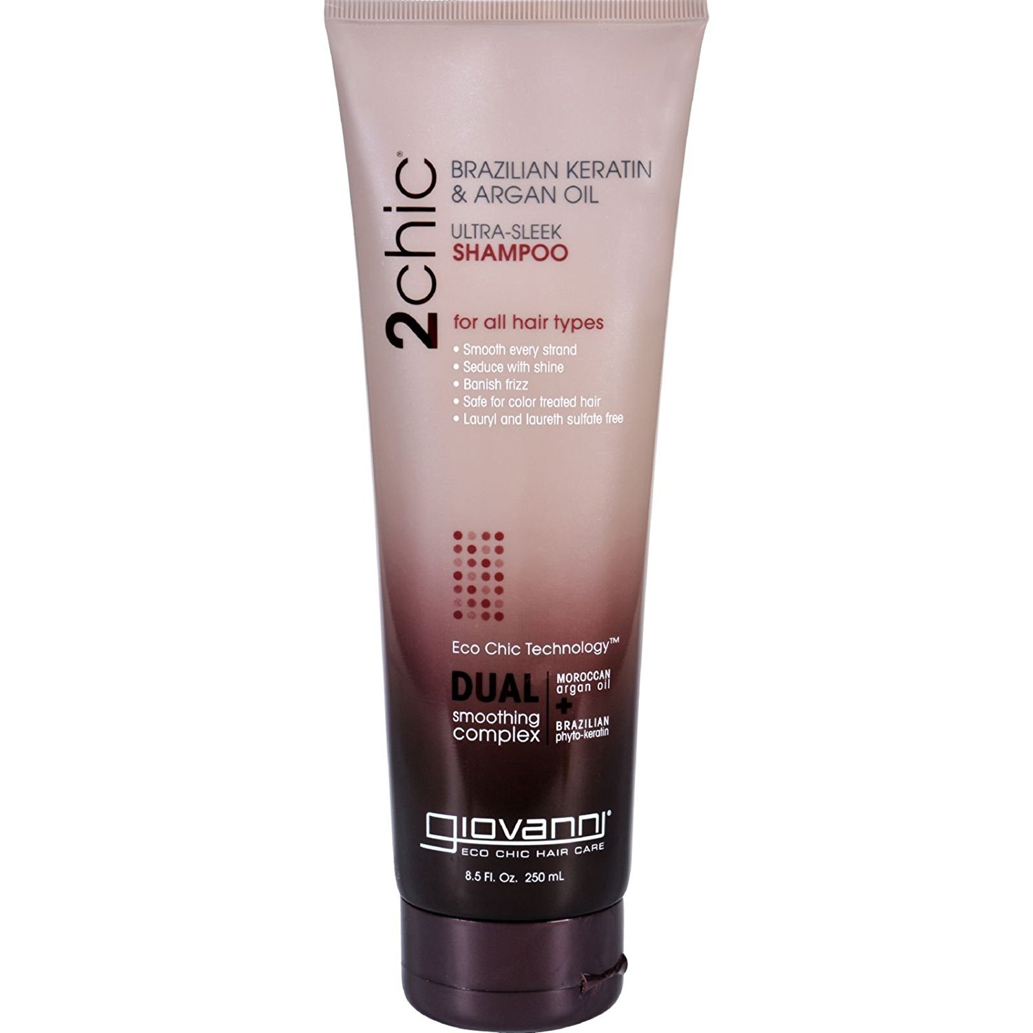 Pack of 4 x Giovanni 2chic Ultra-Sleek Shampoo with Brazilian Keratin and Argan Oil - 8.5 fl oz