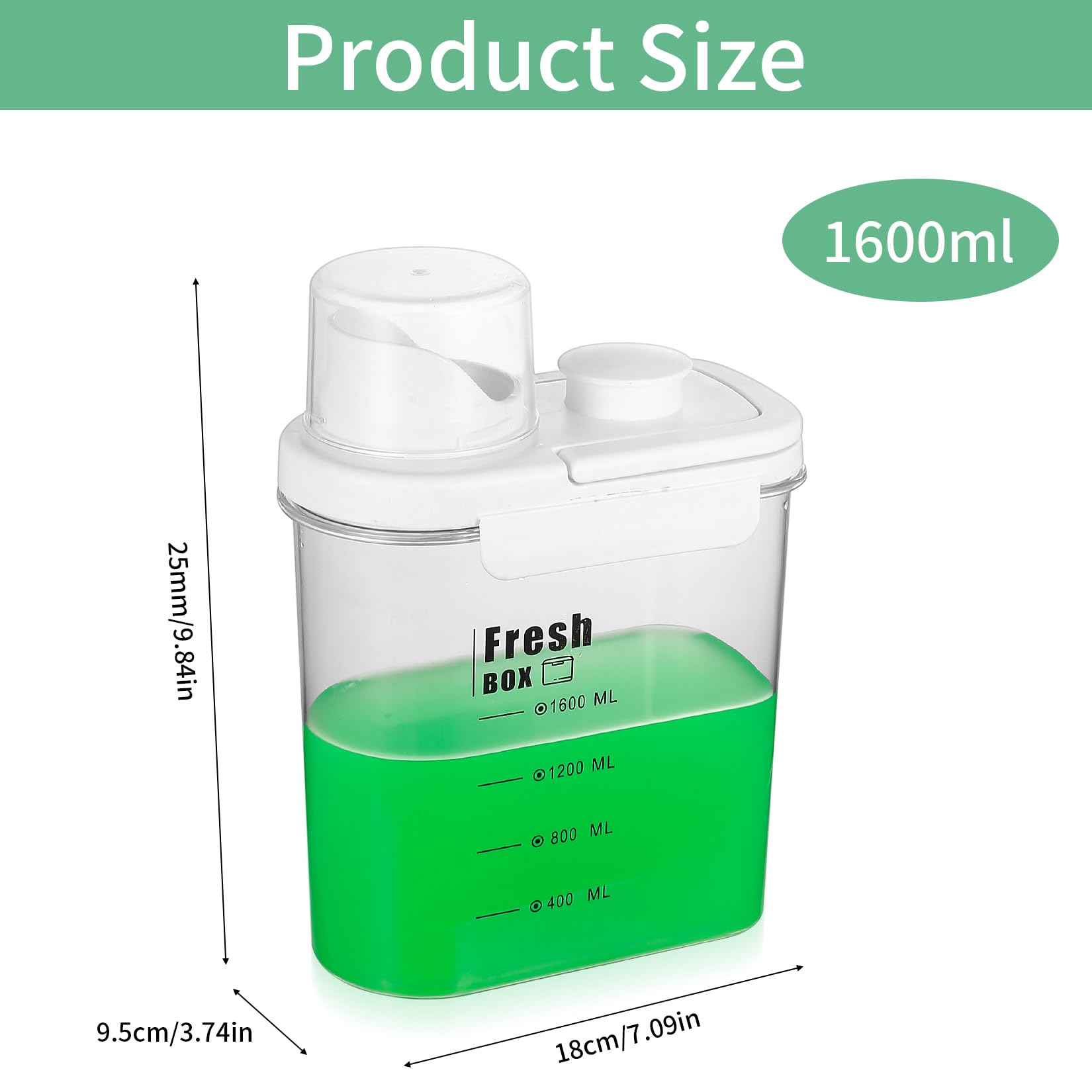 Aarcyye Wasmiddelbox voor wasverzachters, 1,5 liter, 3 stuks waspoederdispensers, voor gebruik in wasmiddelen, voor het bewaren van wasverzachters, vloeibaar wasmiddel en geurparels