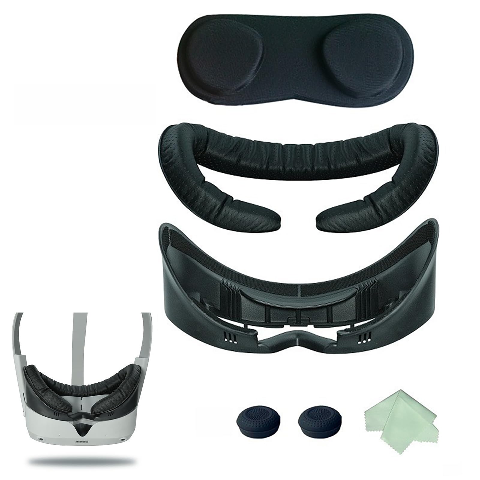 Masque facial en polyuréthane respirant pour casque de réalité virtuelle, support d'interface faciale, coussin de protection, cache-objectif, capuchons à bascule pour PICO4 Kit d'accessoires