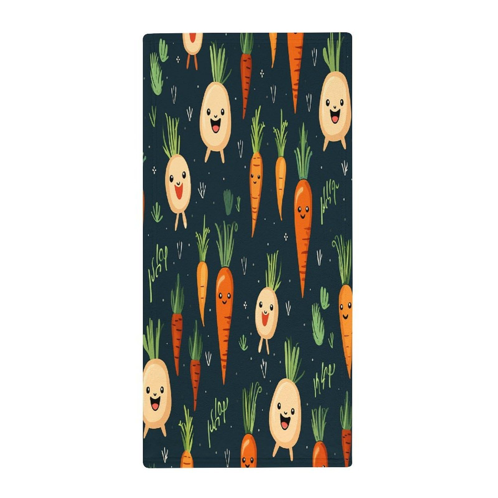 FekiLoot Happy Carrot Hand Towels Coral Velvet Highly Absorbent Towel,Classic Luxury Printed Hand Towels Soft Hands Face Towel for Bathroom Kitchen Salon Workout 13.8 X 28.7 in