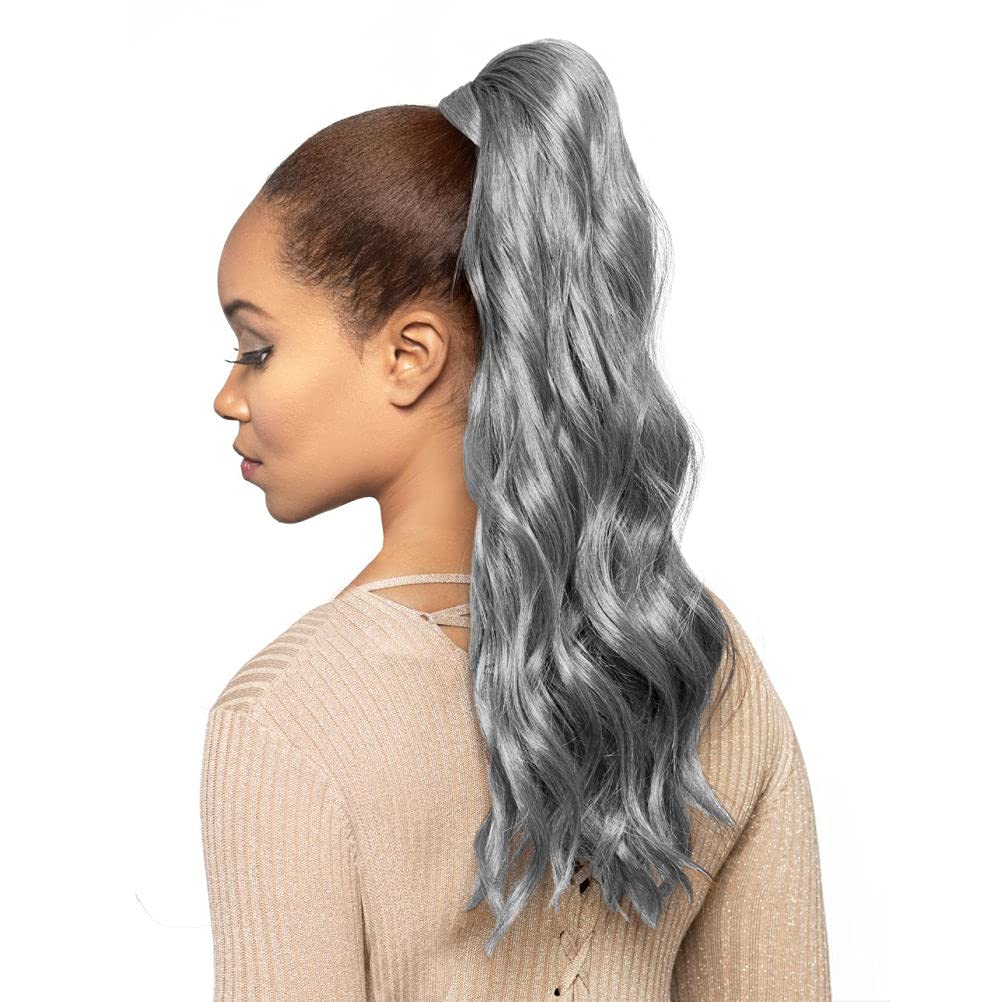 Foxy Silver (Easy Wrap Pony 1) - Heat Resistant Fiber Ponytail in 280