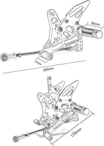 Miniatura 7 de Motocicleta CNC Billet Trasero Ajustable Conjunto Pasajero Pies Estribera Soporte Soporte para 2016 2017 2018 2019 2020 Suzuki SV650 SV 650 X SV650X