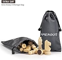 Vista 7 de AMEROUS Piezas de ajedrez de madera solamente, piezas de ajedrez de madera estilo Staunton con rey de 3.15 pulgadas, bolsa de almacenamiento, caja