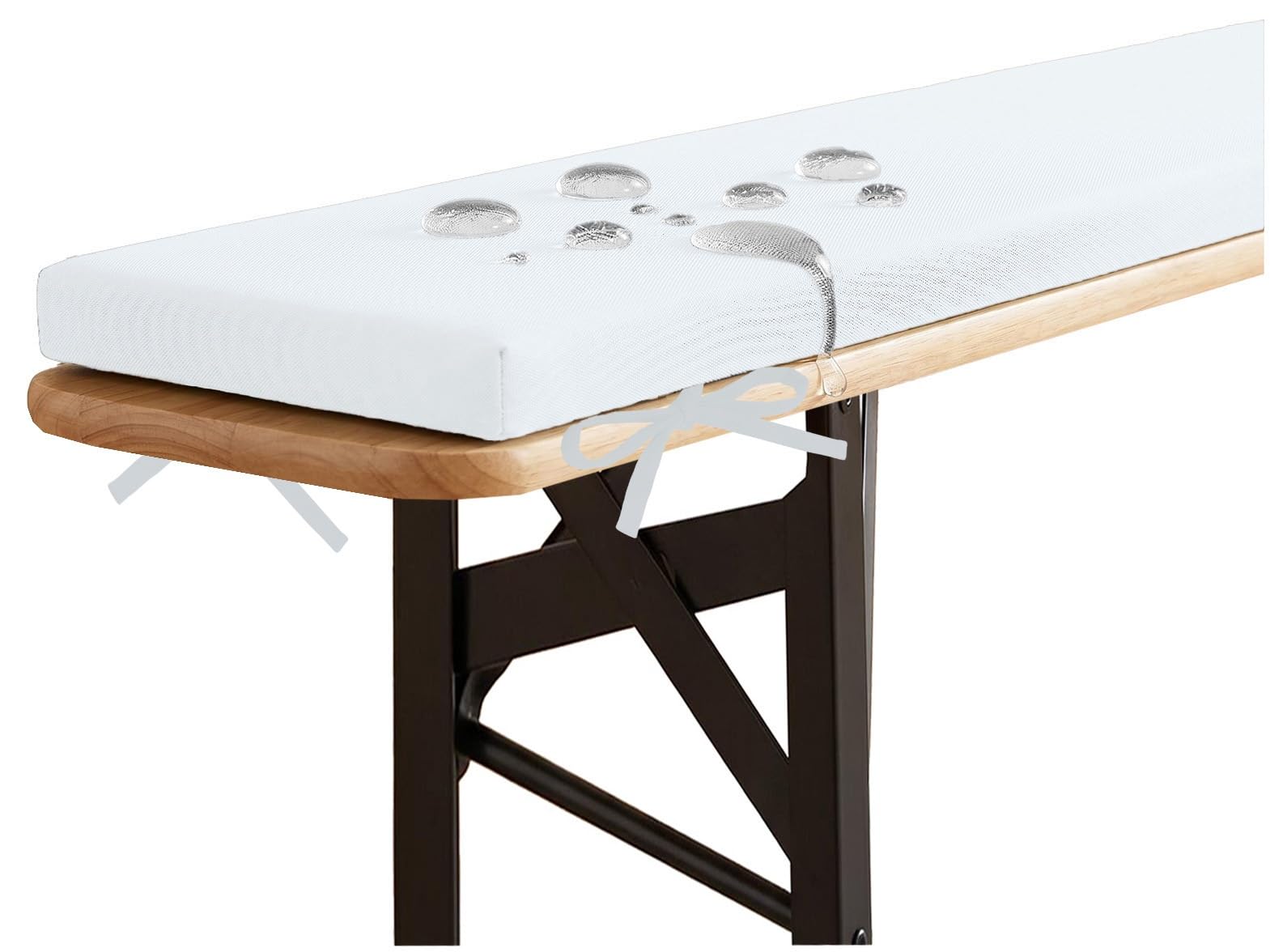 YNJJKA Outdoor Picnic Bench Seat Cushion, Outdoor Picnic Table Seat Benchs Cushions with Zipper, Long Narrow Bench Cushion Waterproof 80% Thick 5cm/1.9" with Ties(White,120x50 cm 47x20 in)