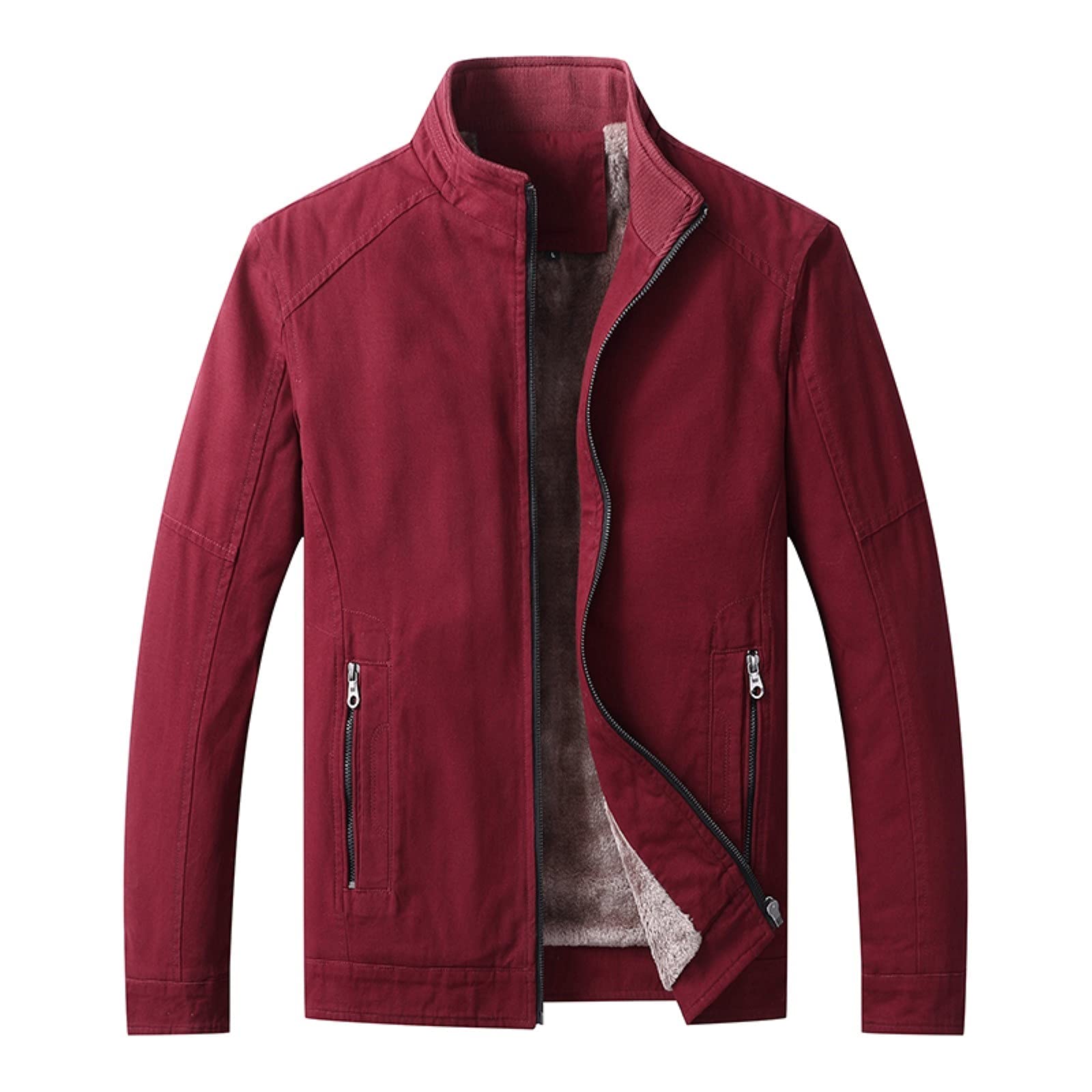 Chaqueta Polar Hombre Talla Grande, Chaqueta de otoño e Invierno para Hombre, Top Informal a la con Cuello levantado, Abrigo Lavado de algodón Grueso de Terciopelo