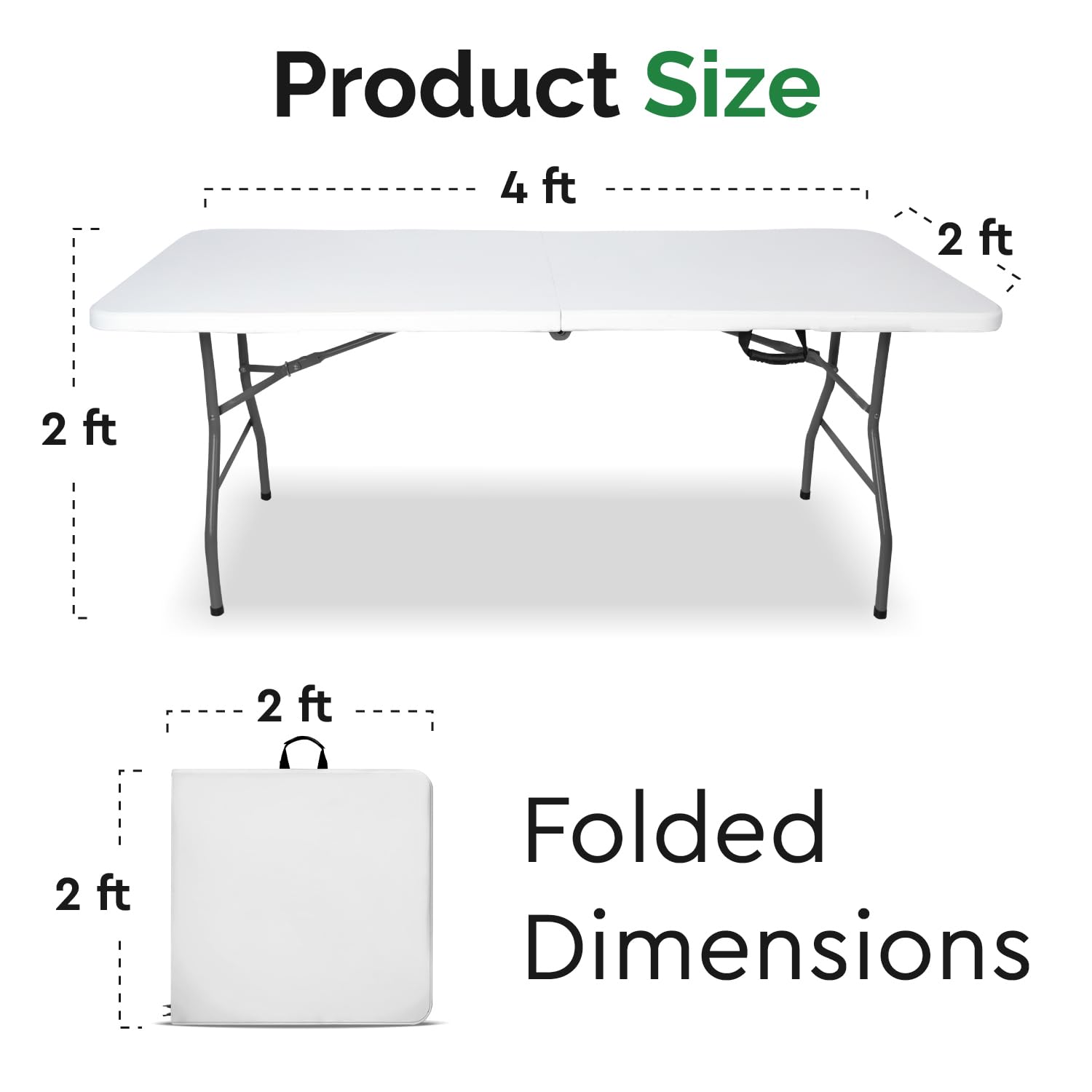 Weißer, robuster Klapptisch (120 cm) mit Griffen | Tragbarer Tisch für drinnen und draußen, ideal für Veranstaltungen, Camping, Partys, Essen etc. | Multifunktional, stabil, langlebig und le
