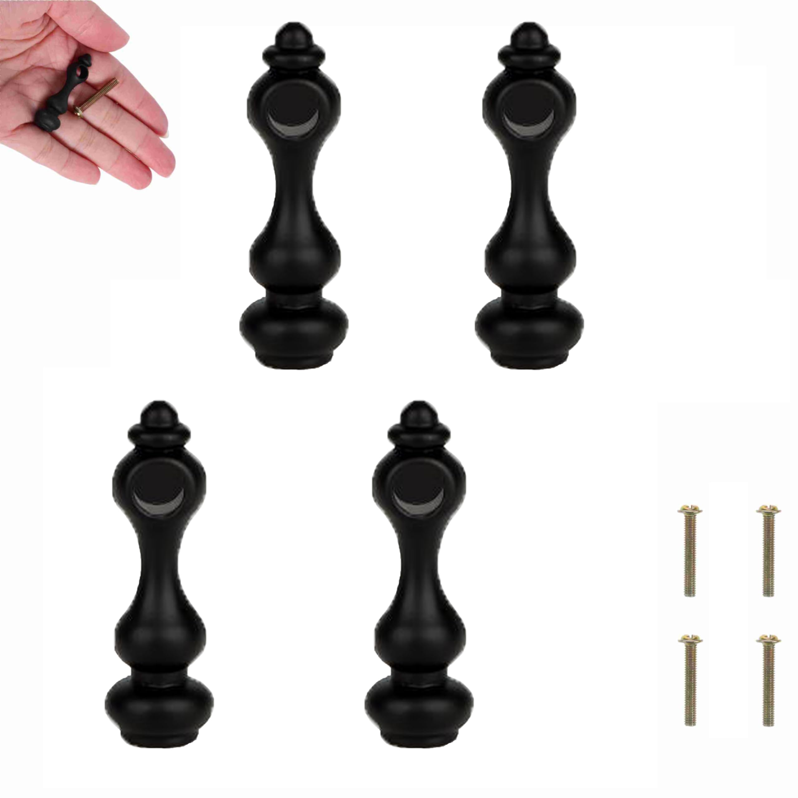 4 Pack Metal Shelf Rail Connectors Glass Railing Posts for Gallery Shelves and Cabinets (Black Half Connection)