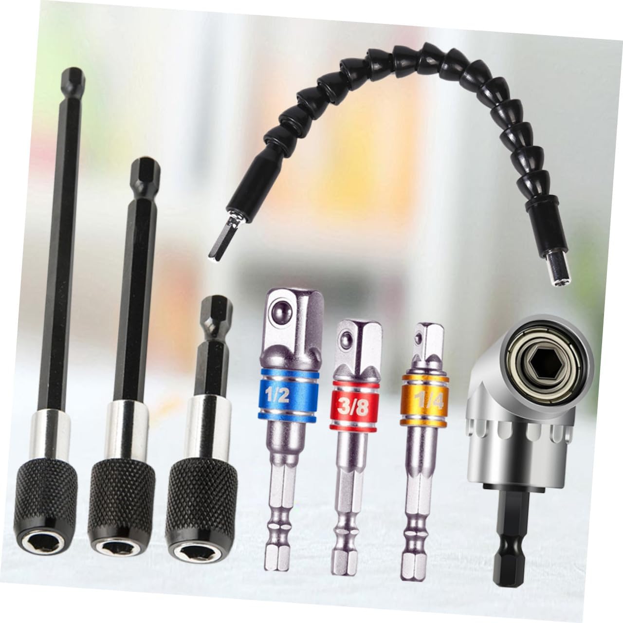1set Flexible Shaft Bits Extension Bar Set Quick Release Hexagon Adapter for Electric Tools Self-locking Rod Kit for Hard Reach Areas
