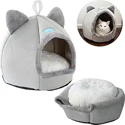 Cama Casa Toca Iglu Tenda Caminha Cabana para Gatos Descanso Conforto Aconchegante Segurança Pets - Duke & Dixie (Cinza)