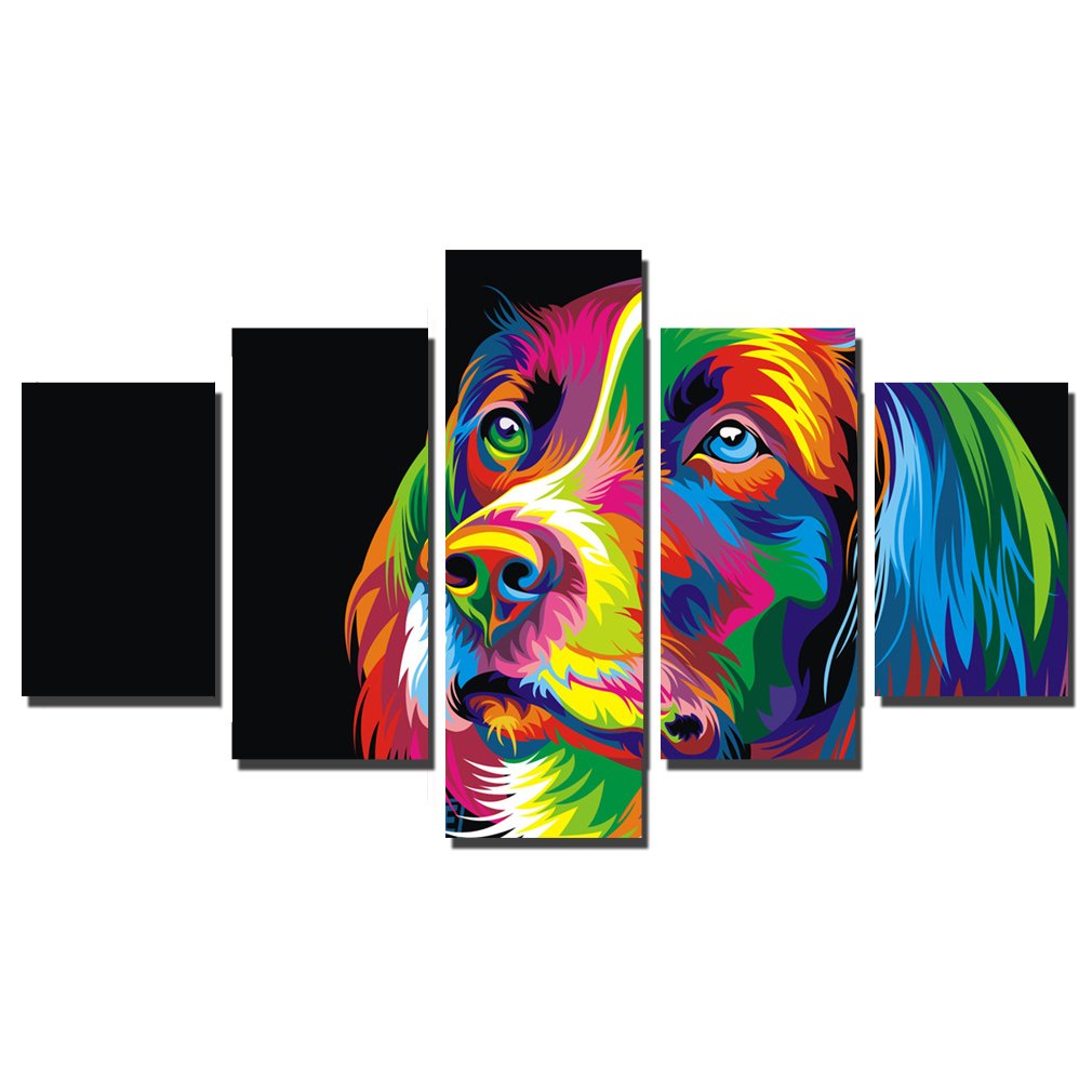 (No Frame,unmounted) Golden colors Dog Art painting printed on Canvas, Art Pictures Poster print painting for Home kids room decoration for Home Decoration, 5 pc/set (dog)