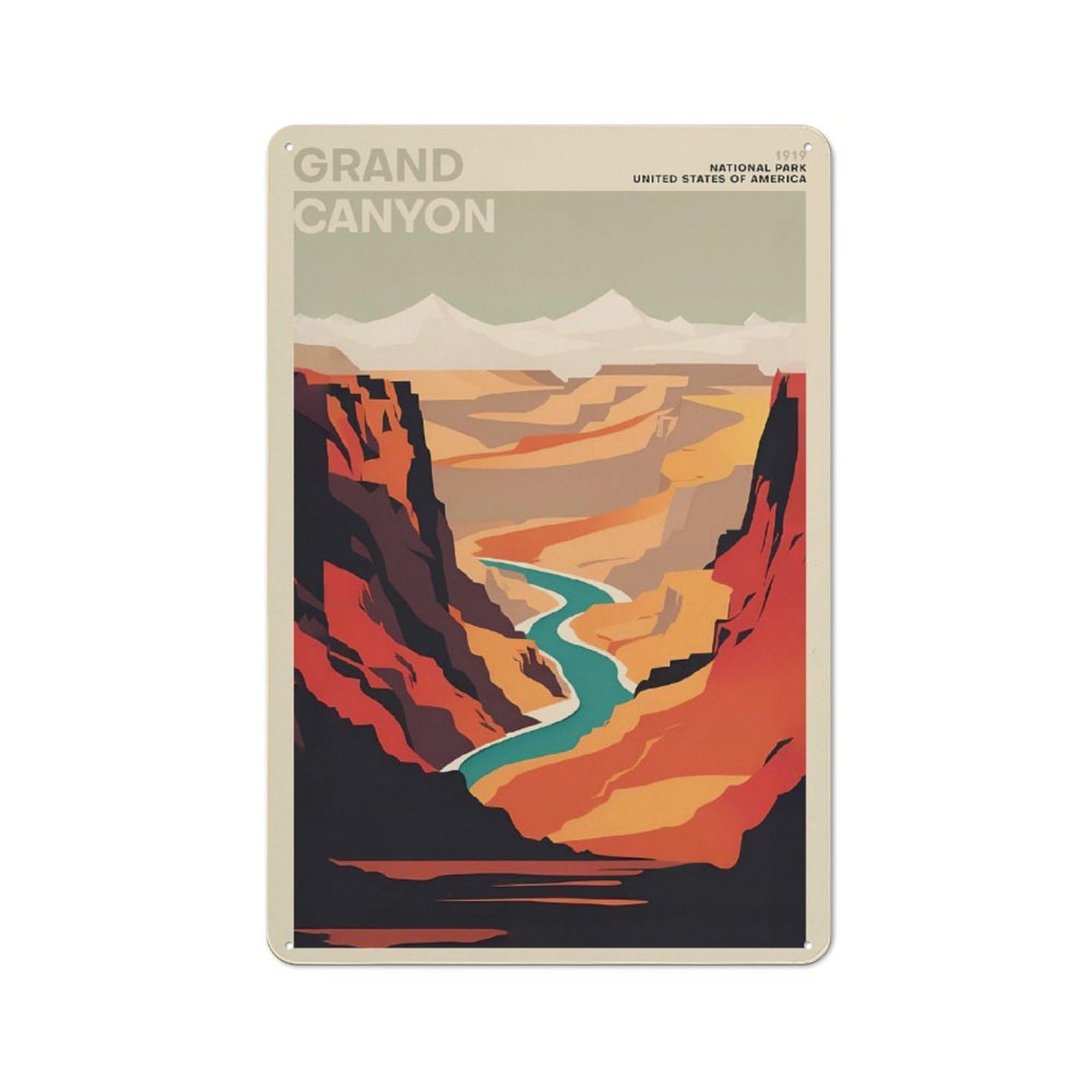 Junmoney Style-2 Decorative Metal Sign With Grand Canyon National Park Design 30X20cm, Retro Bistro Wall Plaque For Coffee Bar, Kitchen, Bistro Or Tea Corner
