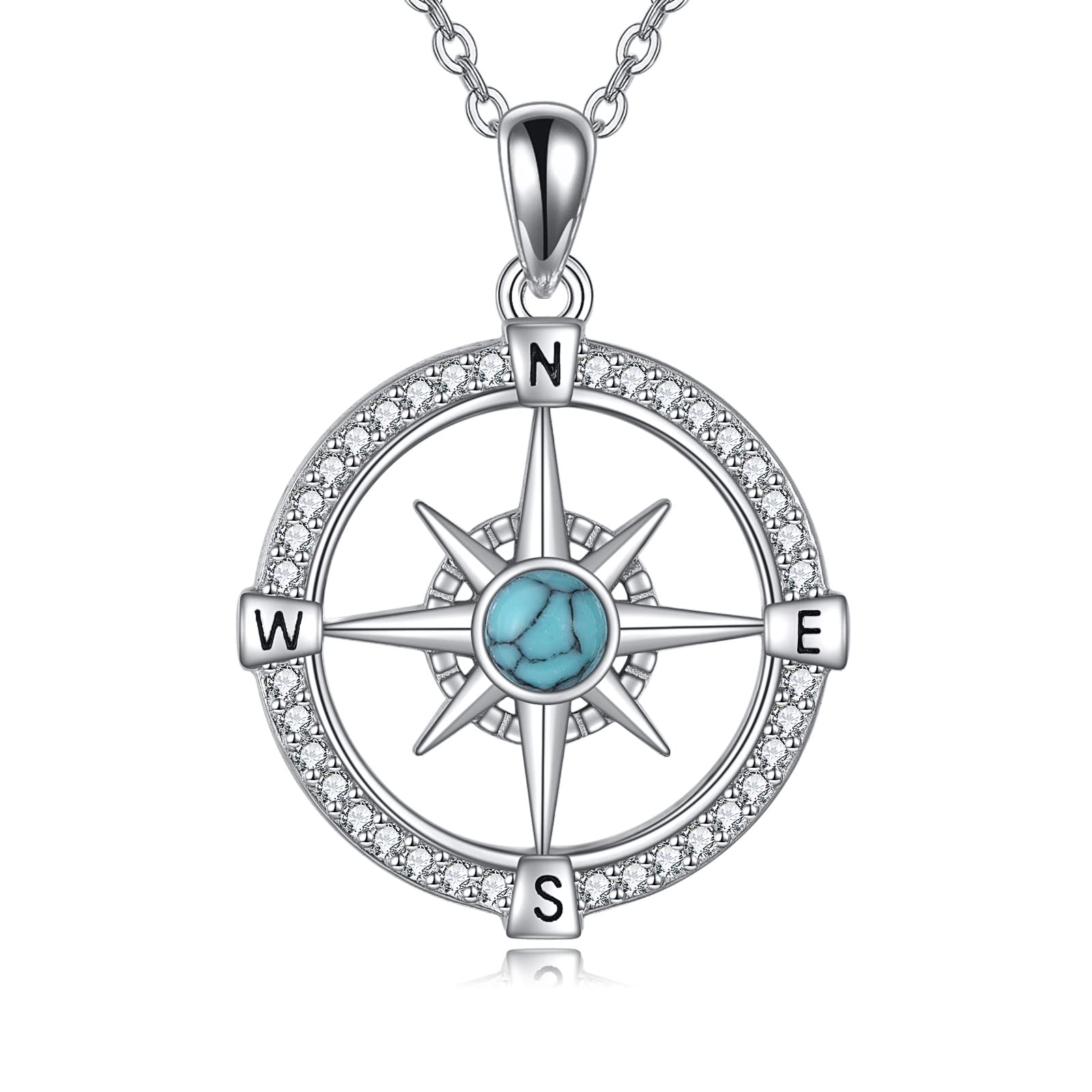 VONALA Collar de plata de ley 925 con colgante de corazón de estrella de mar para mujer, 27.2mm x 20mm, Plata esterlina, Turquesa