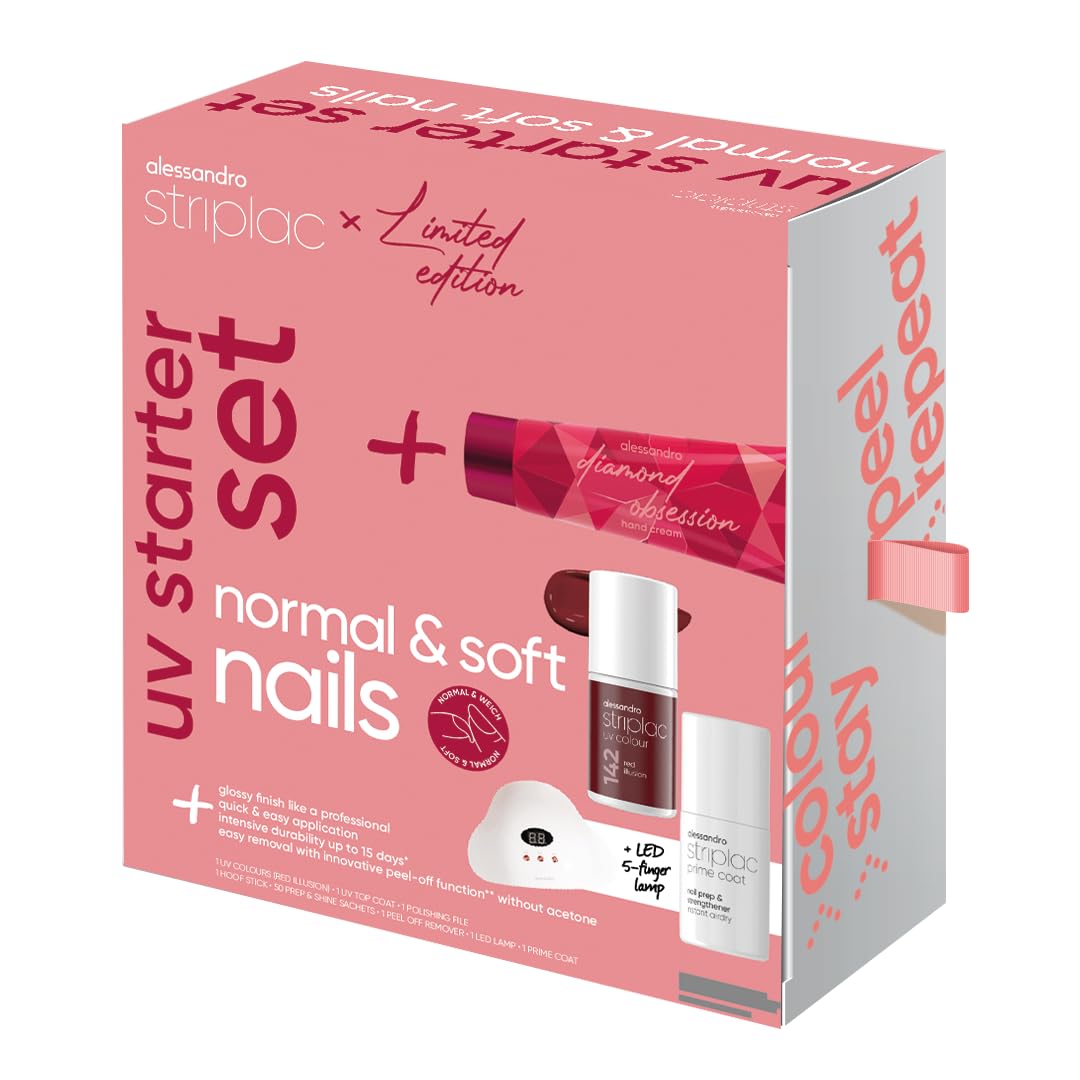alessandro Striplac - Set di smalti UV Peel Off per unghie normali e morbide, edizione invernale, con lampada a LED
