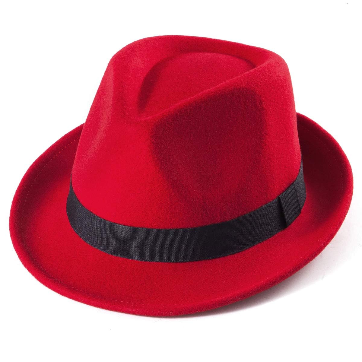 LADYBRO Straw Trilby Fedora Hat for Men Women 1920s Wool Felt Panama 7 1/4