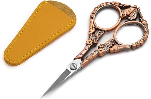 Tijeras de estilo europeo vintage de 4.5 pulgadas, de acero inoxidable para corte de punto de cruz, bordado, costura, manualidades, trabajo,