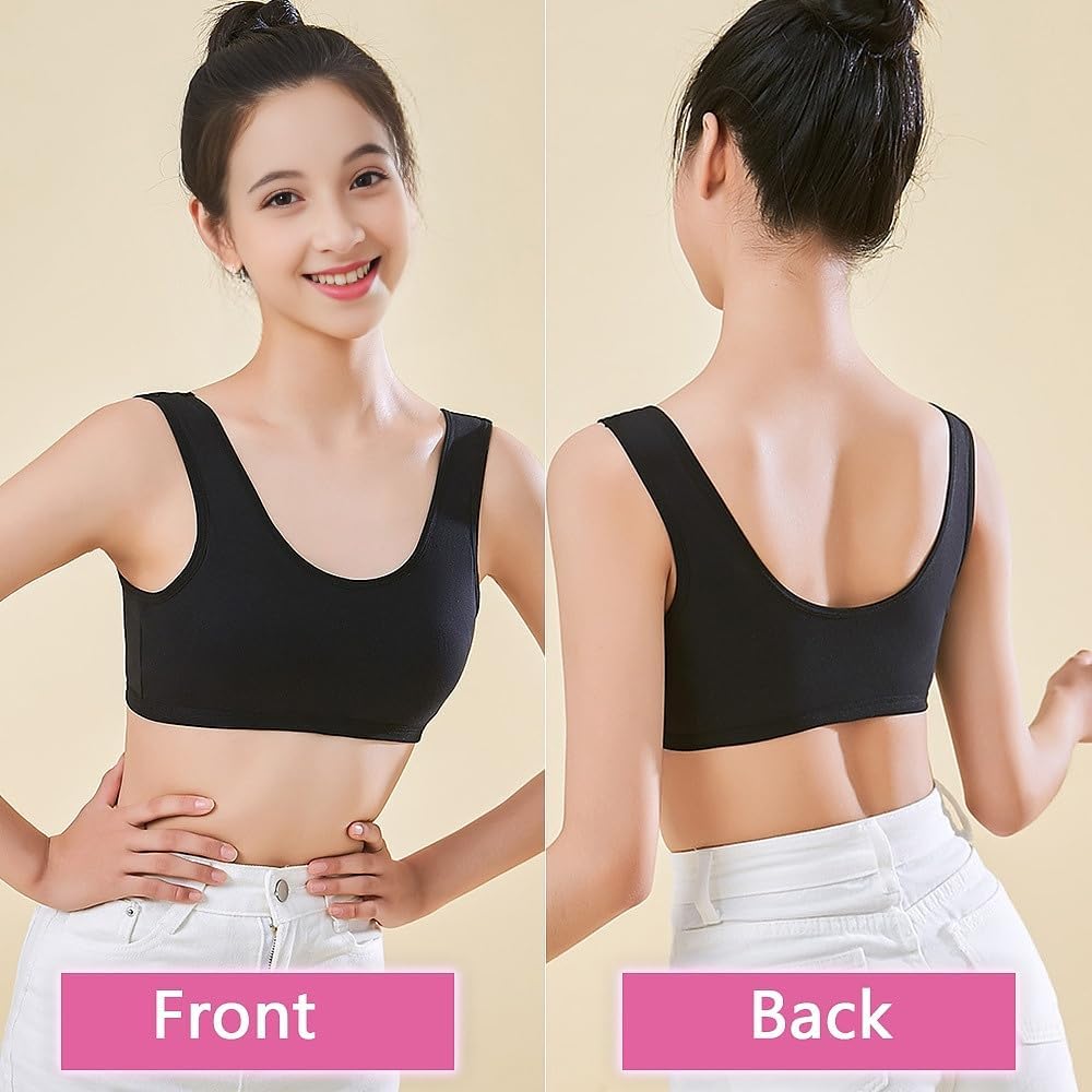 Girls Sports Bra Cotton Training Underwears Teenage Wirefree Bralette Kids U Shape Back Crop Tops Vest for 10-16 Years - Image 4