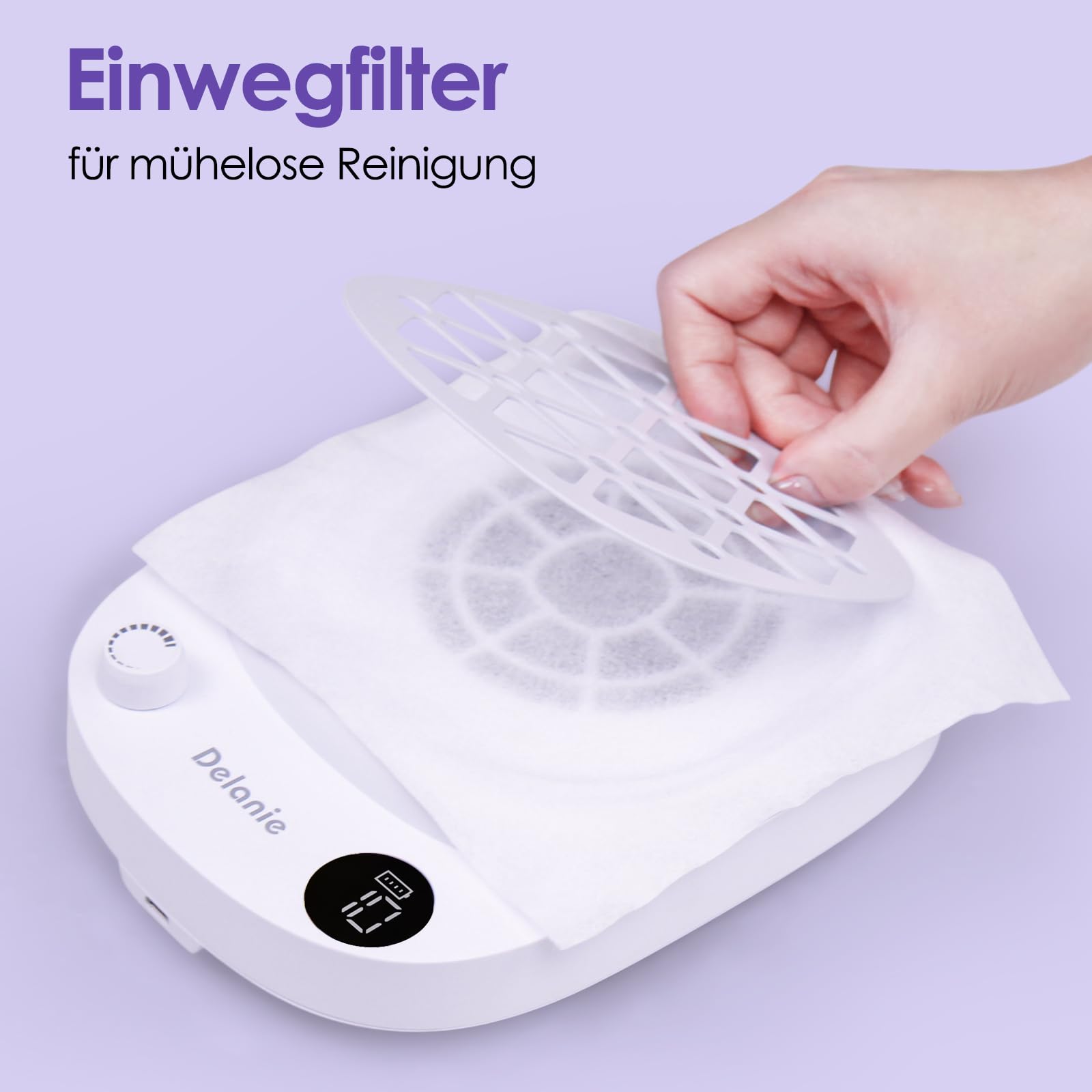 Delanie Nagelstaubsauger mit Filter, Wiederaufladbare Staubabsaugung für Nägel, Kabellose Nagel Staubabsaugung mit Akku, Professioneller Absauger für Gelnägel für Maniküre Pediküre Nagelstudio