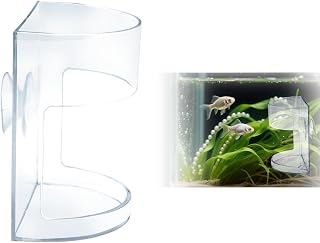 Fish Feeder for Aquarium, Transparent Fish Tank Dish Tray Floating & Sinking Food Container Holder Dispenser with Double-Sided Suction Cup for Turtle Shrimp Feeding (Half Arc)