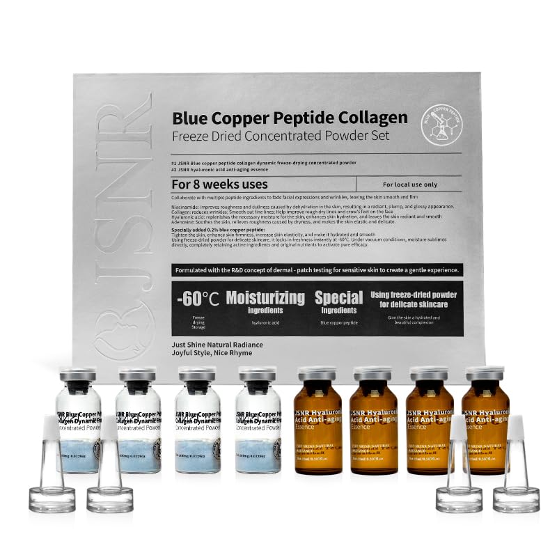 Freeze-Dried Blue Copper Peptide Lifting Kit – Anti-Aging Serum, Face Serum for Firming, Wrinkle Care, Skin Elasticity, Hydration with Blue Copper Peptide, Collagen & Peptides (8 Weeks)