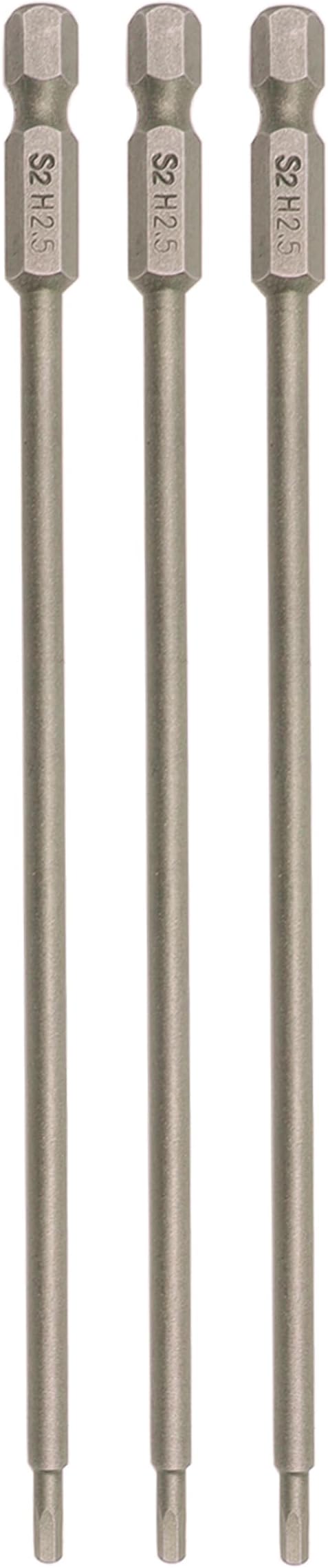 RC 6 Inch Power Bits - 2.5mm Hex Head Allen Wrench Drill Bit Set, Professional Grade Inch Hex Shank for Screwdrivers/Electric Screwgun(3pcs)