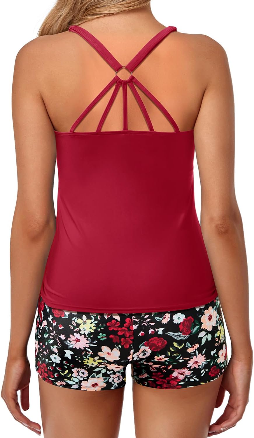 Yonique Two Piece Tankini Swimsuits for Women with Shorts Athletic Bathing Suits Tummy Control Swimwear - Image 4