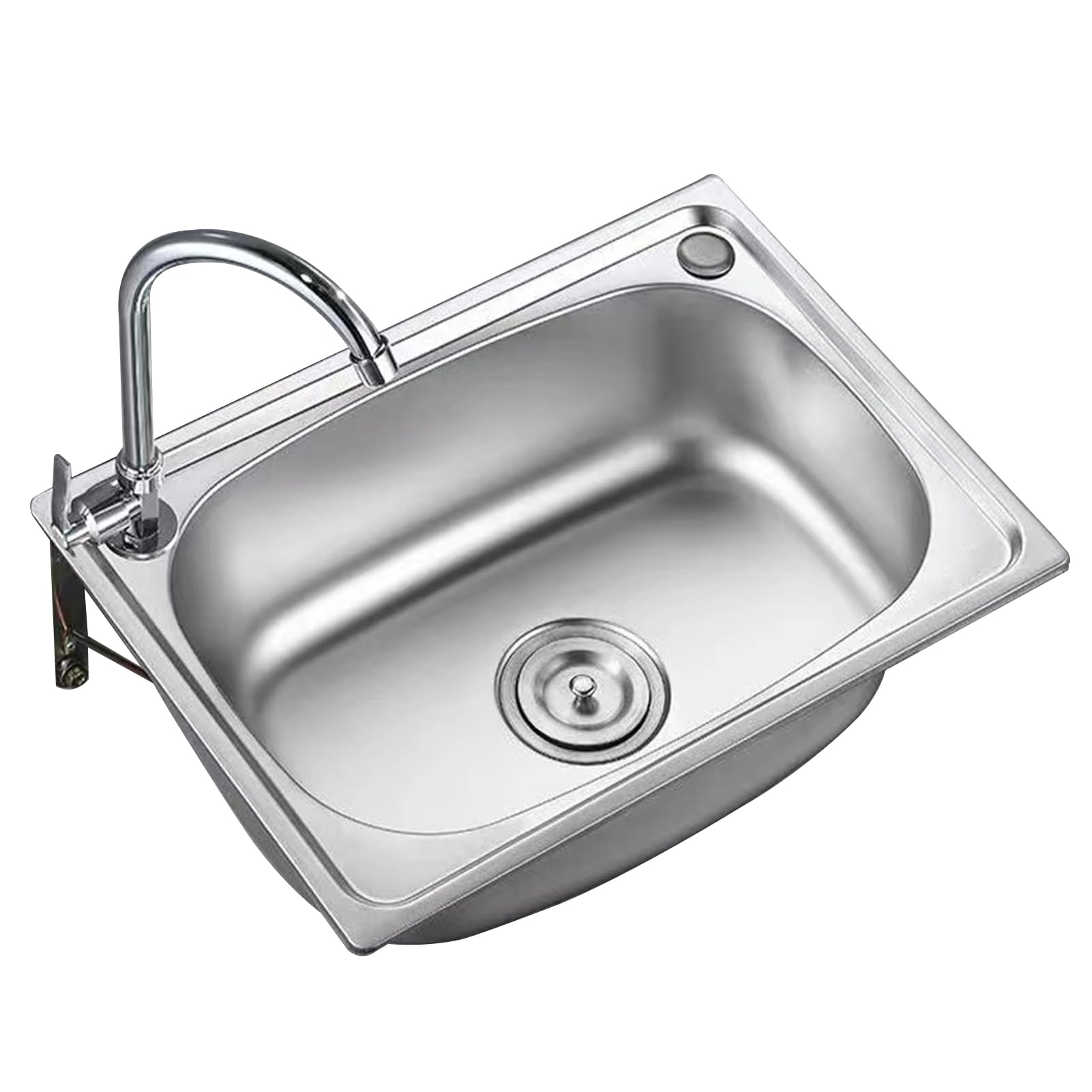 ZQFHSX Wall Mounted Wash Basin Stainless Steel Kitchen Sink Household with Faucet Bathroom Utility for Restaurant Laundry (50x40cm)