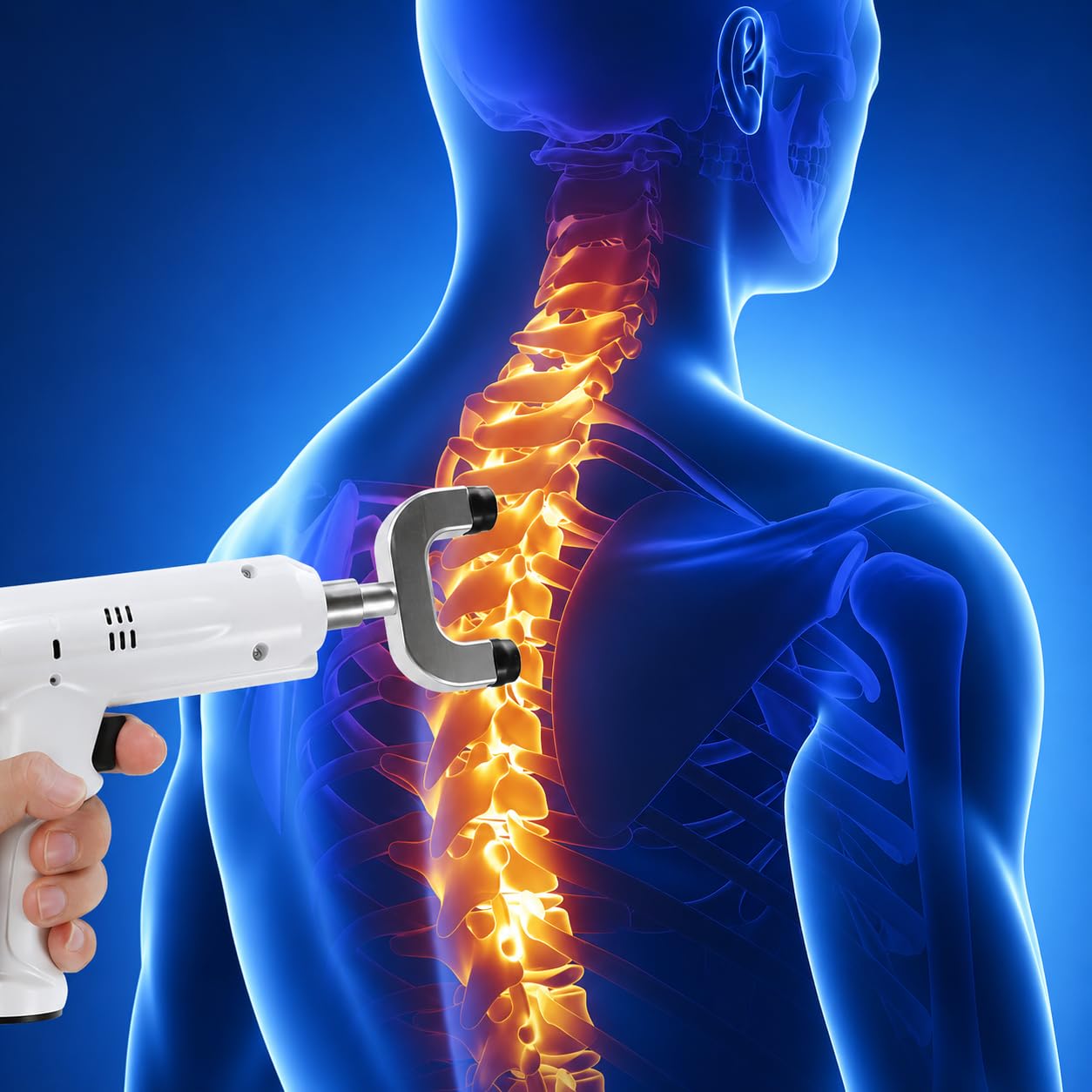 Pistola elettrica di regolazione chiropratica, dispositivo di massaggio muscolare profondo e attivatore della colonna vertebrale per rilassamento muscolare e comfort articolare
