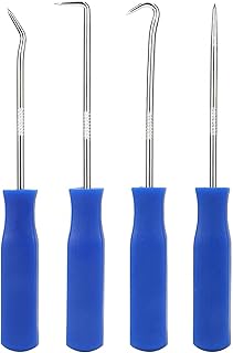 Tyenaza Remoção de vedação de óleo, ferramentas de remoção de vedação de óleo, ferramentas de extrator de vedação de óleo, 4 peças/conjunto conjunto de palhetas e ganchos de carro anel O anel de vedação de óleo removedor de juntas de artesanato ferramentas manuais