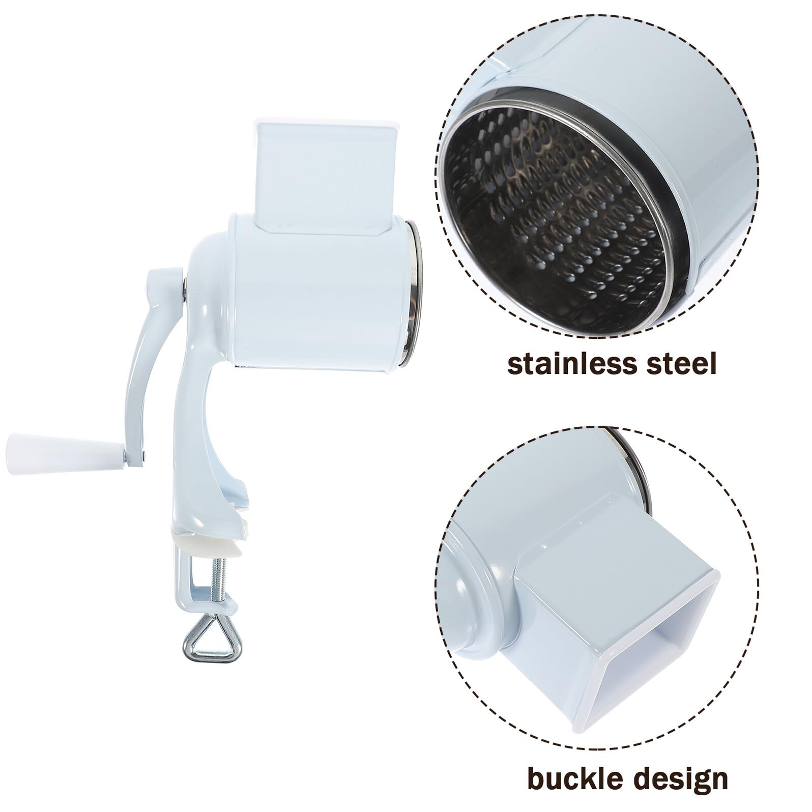 Gadpiparty Rallador de Nueces y Queso Manual Multifuncional Tamaño Compacto Aleación de Aluminio y Acero Inoxidable sin Electricidad para Uso Doméstico Accesorio Cocina Manivela Desmontable