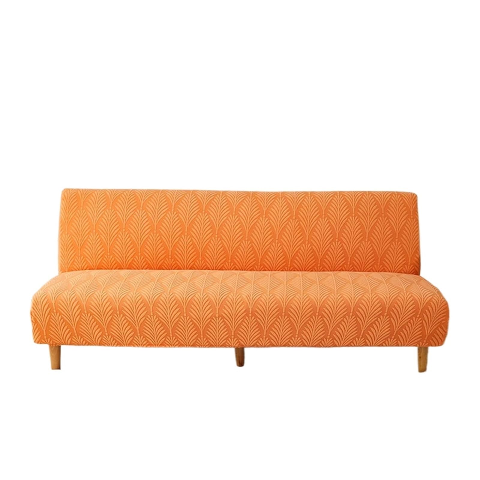 Housse futon jacquard orange extensible pour clic clac lavable et protection poussière L