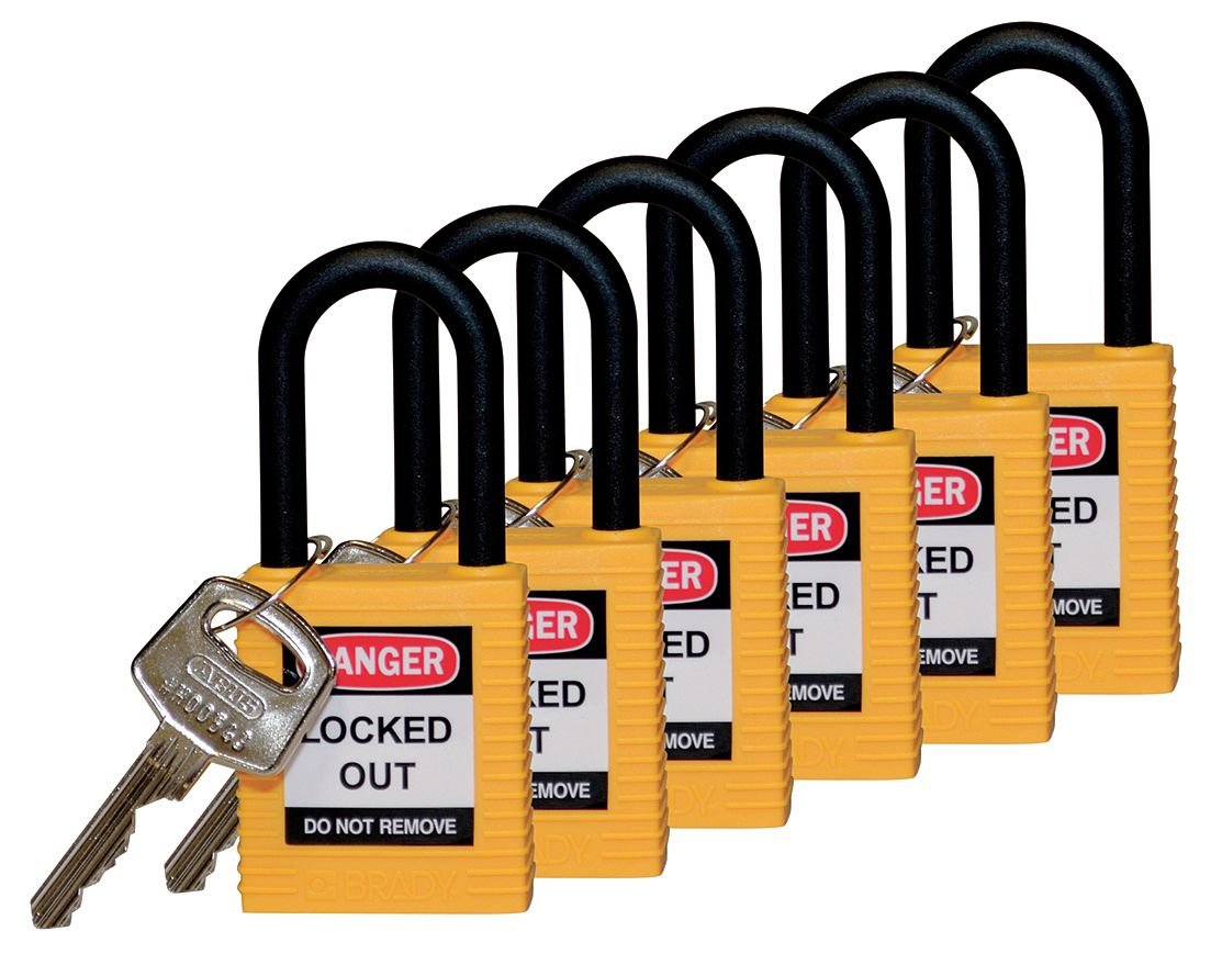 Amazon.co.jp: Brady 123354 イエロー ナイロン シャックル 安全南京錠